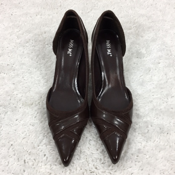 Miss Me Brown Cut Out Heels Sz 6 W Pointy Toe - Picture 2 of 8